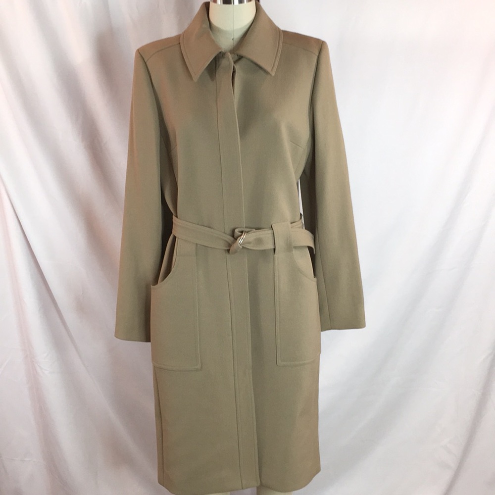 IDENTITY brand nwt lined belted crepe wool blend coat